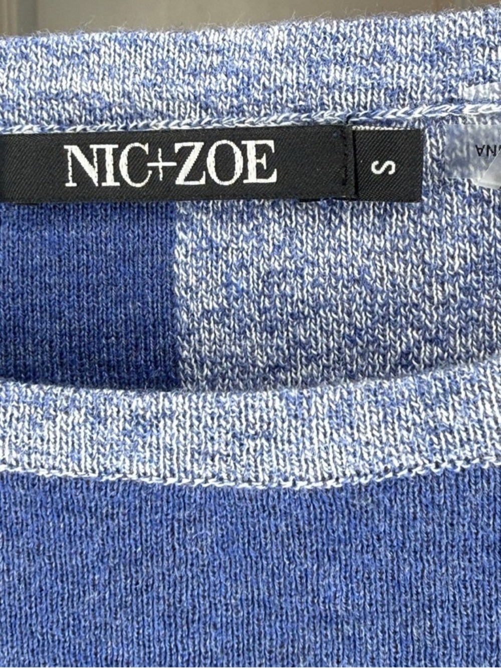 NIC+ZOE Blue & Heather Gray Colorblock Lightweight Sweater 3/4 Sleeve | EUC - Picture 3 of 5